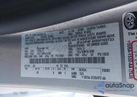 2011 Ford Fiesta Ses from USA, damaged, VIN 3FADP4FJ2BM169723